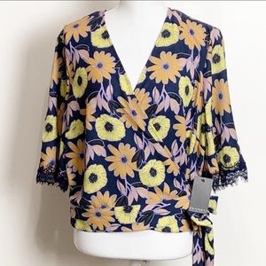 NWT|ELOQUII|Lace Trim Wrap Top|Size 14